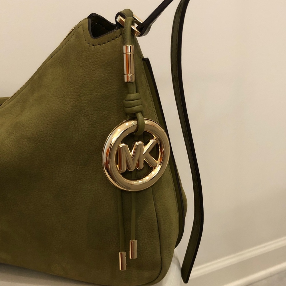 Michael Kors Olive Suede Hobo with Gold Hardware - Picture 6 of 9